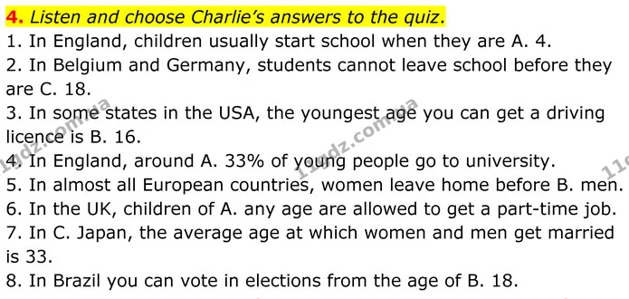 4. Listen and choose Charlie’s answers to the quiz. — ГДЗ Англійська мова 8 клас Стайрінг (Prepare)
