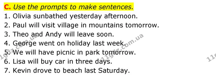 C. Use the prompts to make sentences. — ГДЗ зошит Англійська мова 5 клас Мітчелл