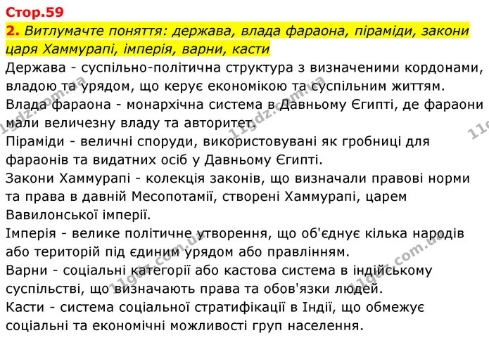 Стор. 59 — 2 — ГДЗ Історія України Всесвітня історія 6 клас Бандровський — ГДЗ Історія України Всесвітня історія 6 клас Бандровський