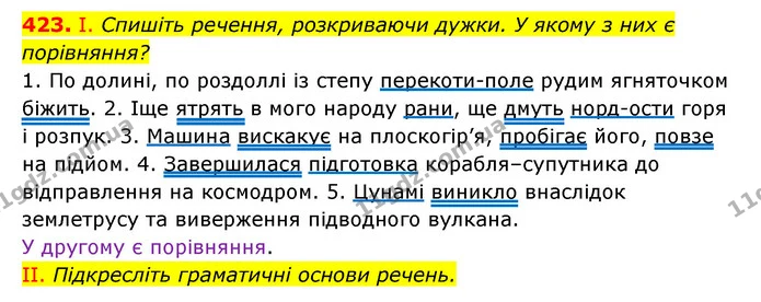 423. І. Спишіть речення, розкриваючи дужки. У якому з них є порівняння? — ГДЗ Українська мова 6 клас Заболотний 2023