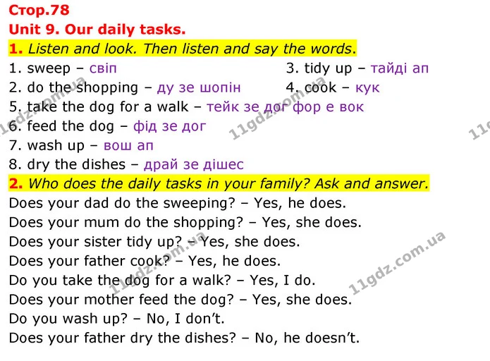 1. Listen and look. Then listen and say the words. — ГДЗ Англійська мова 3 клас Пухта