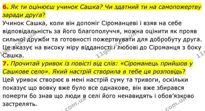 6. Як ти оцінюєш учинок Сашка? Чи здатний ти на самопожертву заради друга? — ГДЗ Українська література 6 клас Коваленко 2023