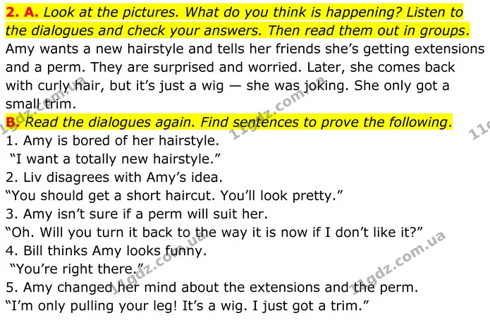 2. A. Look at the pictures. What do you think is happening? Listen to the dialogues and check your answers. Then read them out in — ГДЗ Англійська мова 8 клас Мітчелл