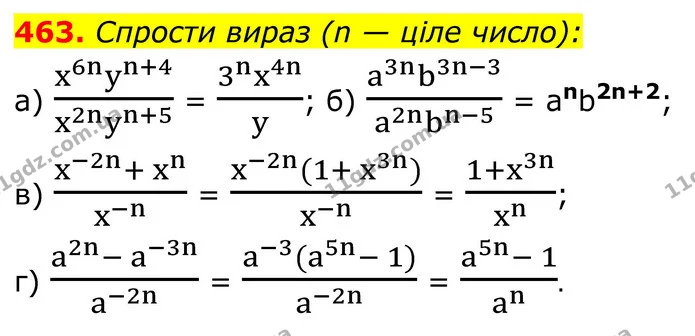 463. Спрости вираз (n — ціле число): — ГДЗ Алгебра 8 клас Бевз
