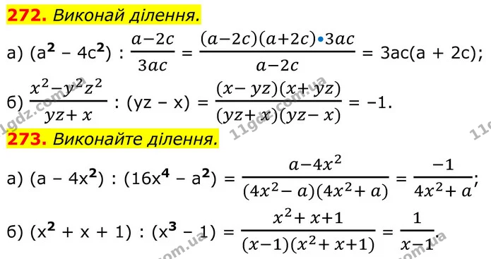 272. Виконай ділення. — ГДЗ Алгебра 8 клас Бевз