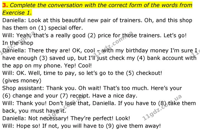 3. Complete the conversation with the correct form of the words from Exercise 1. — ГДЗ робочий зошит Англійська мова 8 клас Гарет Джонс 2025