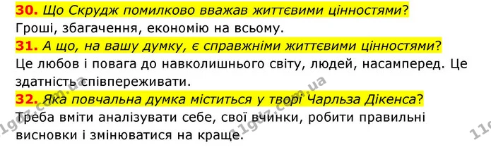 30. Що Скрудж помилково вважав життєвими цінностями? — ГДЗ Зарубіжна література 6 клас Міляновська