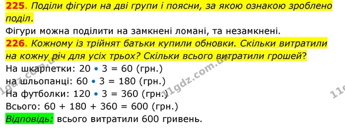 225. Поділи фігури на дві групи і поясни, за якою ознакою зроблено поділ. — ГДЗ Математика 3 клас Бевз 2 частина