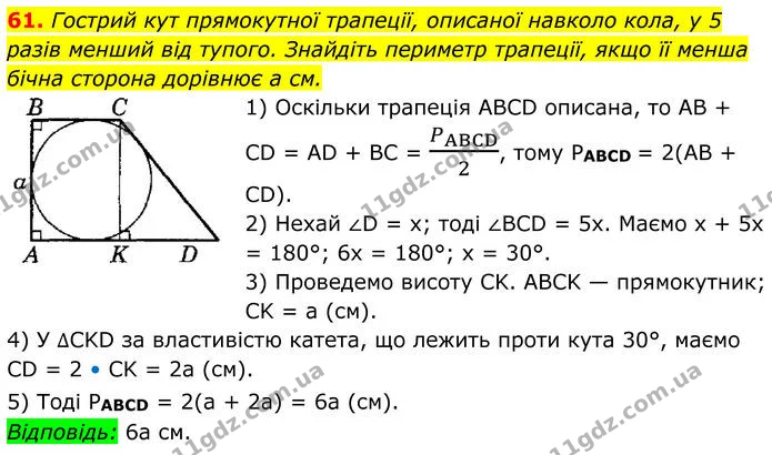 61 — ГДЗ Геометрія 8 клас Істер