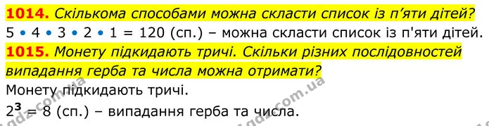 1014. Скількома способами можна скласти список із п’яти дітей? — ГДЗ Алгебра 8 клас Тарасенкова