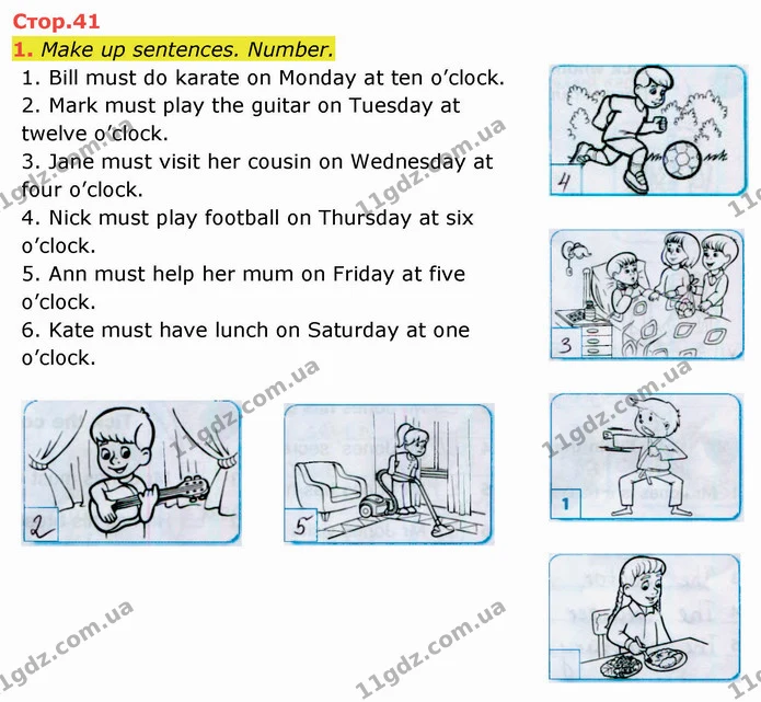 1. Make up sentences. Number. — ГДЗ зошит Англійська мова 3 клас Косован (Карпюк)