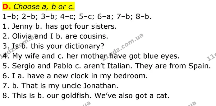 D. Choose a, b or c. — ГДЗ Робочий зошит Англійська мова 6 клас Мітчелл