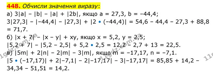 448. Обчисли значення виразу: — ГДЗ Математика 6 клас Бевз 1-2 ч.