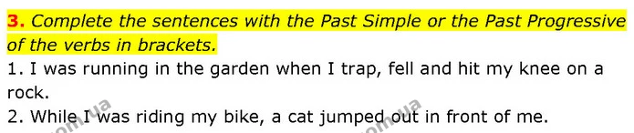 3. Complete the sentences with the Past Simple or the Past Progressive of the verbs in brackets. — ГДЗ Англійська мова 7 клас Мітчелл