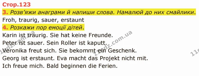 3. Розв’яжи анаграми й напиши слова. Намалюй до них смайлики. — ГДЗ Німецька мова 3 клас Сотникова