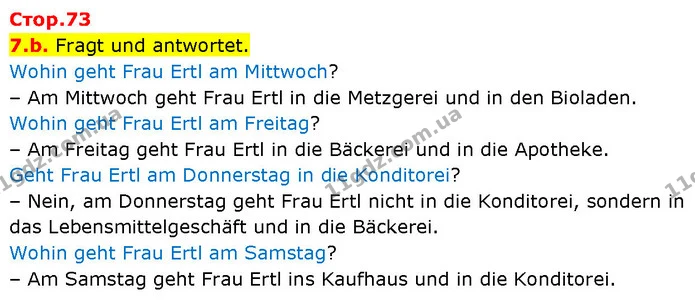 7.b. Fragt und antwortet. — ГДЗ Німецька мова 7 клас Басай