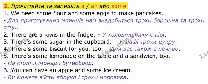 2. Прочитайте та запишіть a / an або some. — ГДЗ Зошит Англійська мова 4 клас Мітчелл