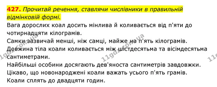 427. Прочитай речення, ставлячи числівники в правильній — ГДЗ Українська мова 6 клас Онатій