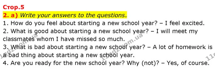 2. a) Write your answers to the questions. — ГДЗ Робочий зошит Англійська мова 7 клас Карпюк