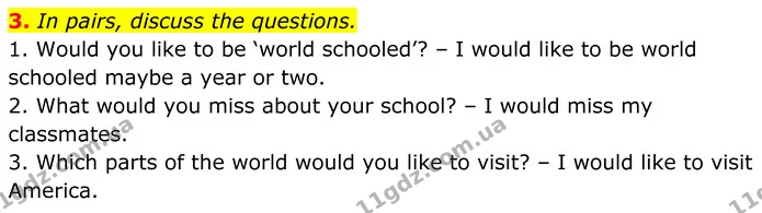 3. In pairs, discuss the questions. — ГДЗ Англійська мова 7 клас Коста