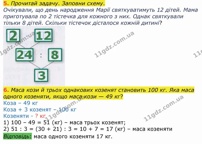5. Прочитай задачу. Заповни схему. — ГДЗ Робочий зошит Математика 4 клас Листопад