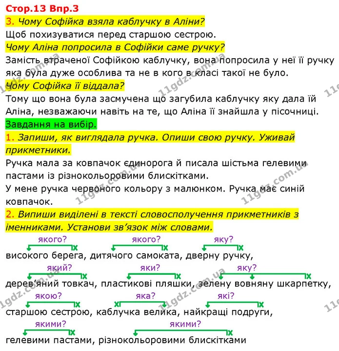 Стор. 13 — 3 — ГДЗ Українська мова та читання 3 клас Большакова 1-2 ч. — ГДЗ Українська мова та читання 3 клас Большакова 1-2 ч.