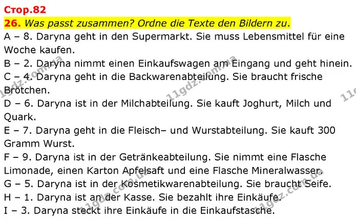 26. Was passt zusammen? Ordne die Texte den Bildern zu. — ГДЗ Німецька мова 7 клас Басай