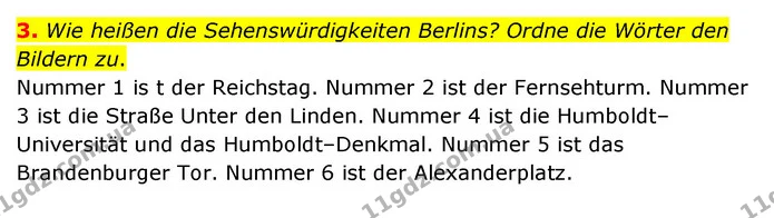 3. Wie heißen die Sehenswürdigkeiten Berlins? Ordne die Wörter den Bildern zu. — ГДЗ Німецька мова 6 клас Сотникова 2 рік (2023)