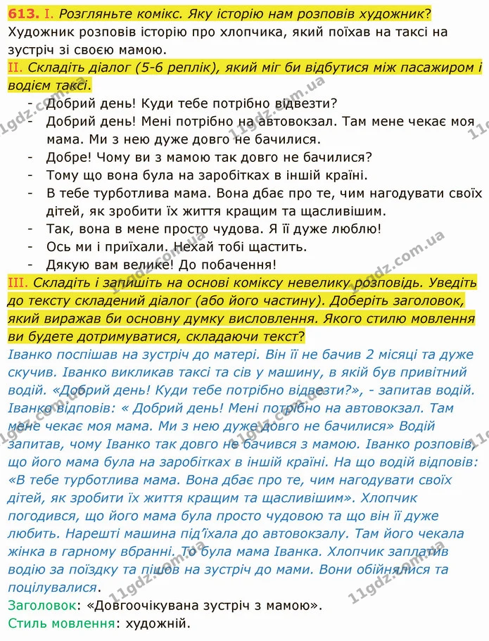 613. І. Розгляньте комікс. Яку історію нам розповів художник? — ГДЗ Українська мова 6 клас Заболотний 2019