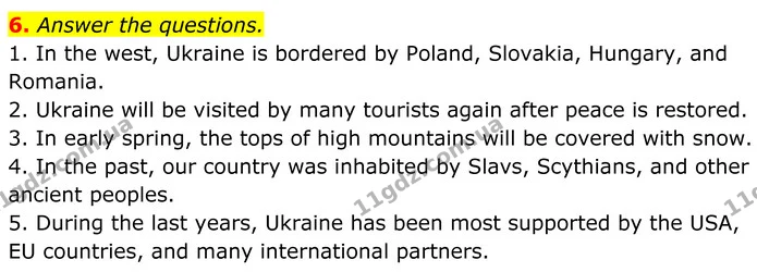 6. Answer the questions. — ГДЗ Англійська мова 8 клас Карпюк 2025