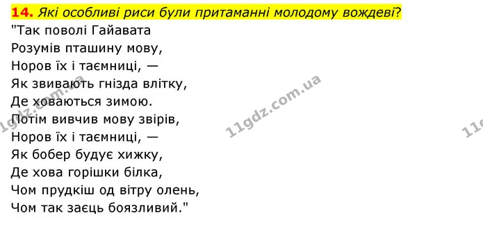 14. Які особливі риси були притаманні молодому вождеві? — ГДЗ Зарубіжна література 6 клас Міляновська