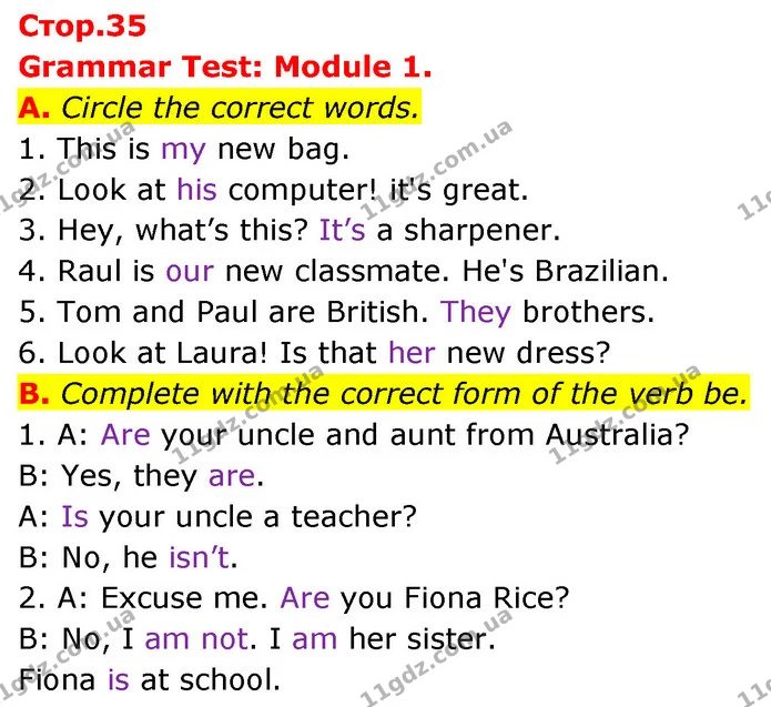 A. Circle the correct words. — ГДЗ Збірник тестів Англійська мова 5 клас Мітчелл (Test Booklet)