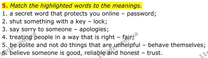 5. Match the highlighted words to the meanings. — ГДЗ Англійська мова 8 клас Стайрінг (Prepare)