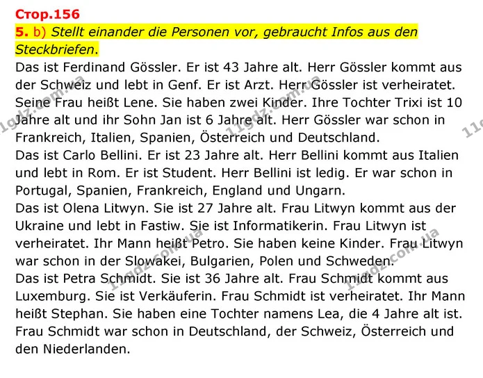 5. b) Stellt einander die Personen vor, gebraucht Infos aus den Steckbriefen. — ГДЗ Німецька мова 6 клас Сотникова 2 рік (2023)