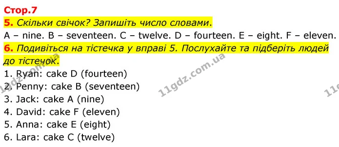 5. Скільки свічок? Запишіть число словами. — ГДЗ Англійська мова 5 клас Коста Джоанна