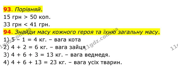 93. Порівняй. — ГДЗ Математика 3 клас Бевз 1 частина