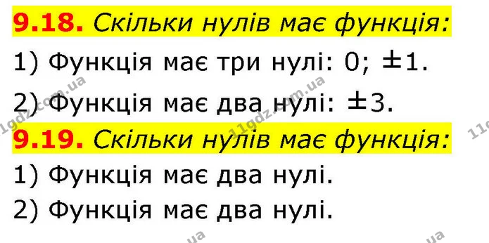 9.18. Скільки нулів має функція: — ГДЗ Алгебра 9 клас Істер