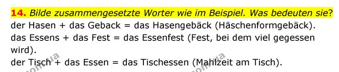14. Bilde zusammengesetzte Worter wie im Beispiel. Was bedeuten sie? — ГДЗ Німецька мова 6 клас Басай (2023)