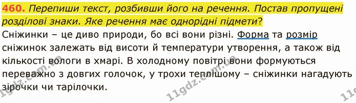 460. Перепиши текст, розбивши його на речення. Постав пропущені розділові знаки. Яке речення має однорідні підмети? — ГДЗ Українська мова 5 клас Онатій