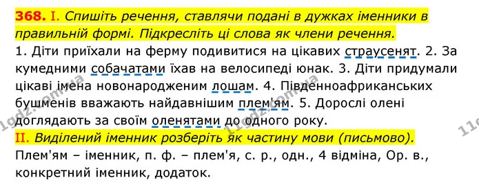 368. І. Спишіть речення, ставлячи подані в дужках іменники в — ГДЗ Українська мова 6 клас Заболотний 2023