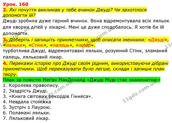 2. Які почуття викликав у тебе вчинок Джуді? Чи захотілося допомогти їй? — ГДЗ Українська мова та читання 3 клас Остапенко 1-2 ч.