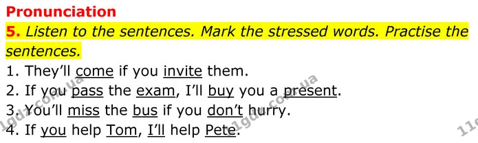 5. Listen to the sentences. Mark the stressed words. Practise the sentences. — ГДЗ Англійська мова 7 клас Коста