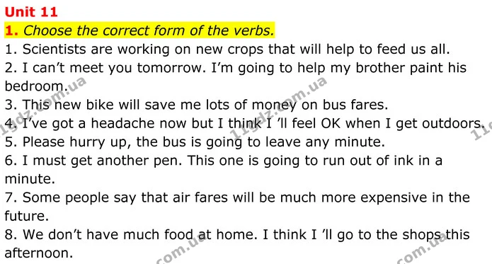 1. Choose the correct form of the verbs. — ГДЗ Англійська мова 8 клас Стайрінг (Prepare)