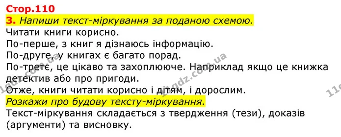3. Напиши текст-міркування за поданою схемою. — ГДЗ Українська мова та читання 3 клас Большакова 1-2 ч.