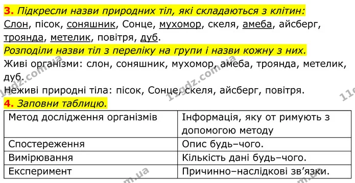 3. Підкресли назви природних тіл, які складаються з клітин: — ГДЗ робочий зошит Пізнаємо природу 5 клас Коршевнюк