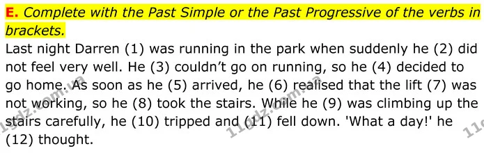 E. Complete with the Past Simple or the Past Progressive of the verbs in brackets. — ГДЗ граматика Англійська мова 7 клас Мітчелл