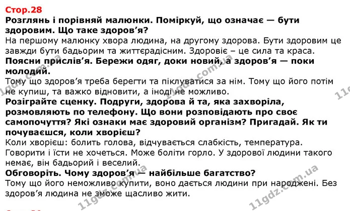 Розглянь і порівняй малюнки. Поміркуй, що означає — бути здоровим. Що таке здоров’я? — Решебник Я досліджую світ 1 клас Грущинська