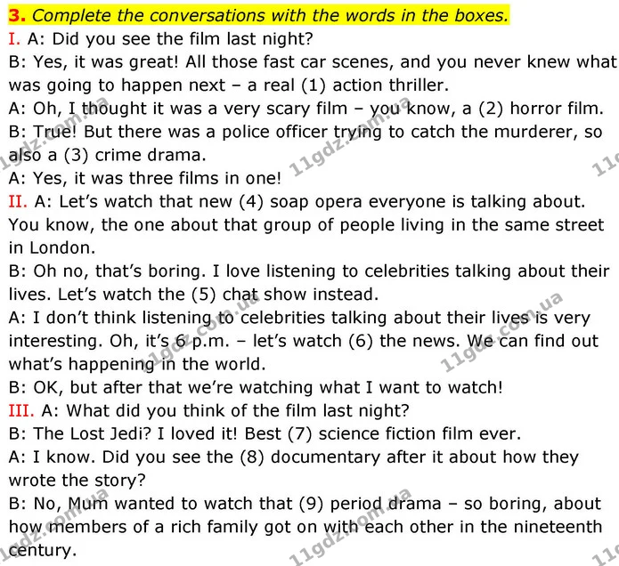3. Complete the conversations with the words in the boxes. — ГДЗ робочий зошит Англійська мова 8 клас Гарет Джонс 2025
