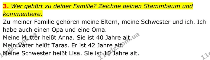 3. Wer gehört zu deiner Familie? Zeichne deinen Stammbaum und kommentiere. — ГДЗ Німецька мова 8 клас Сотникова (2025) 4 рік