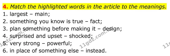4. Match the highlighted words in the article to the meanings. — ГДЗ Англійська мова 8 клас Стайрінг (Prepare)